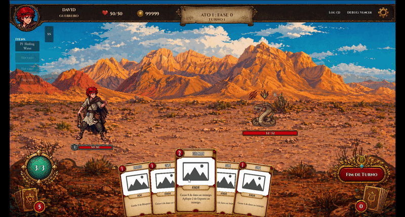 Animação de uma carta de ataque em combate